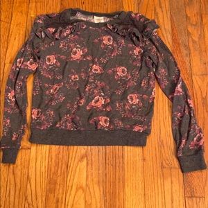 Gray shirt with pink flowers